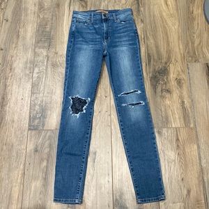 Joe’s denim skinny jean with black lace accent